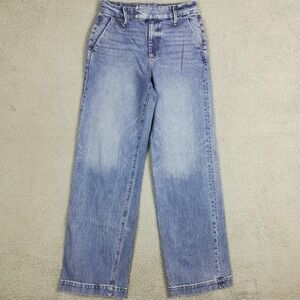 Express Womens Jeans Wide Leg High Rise Blue Denim Stretch Light Medium 0